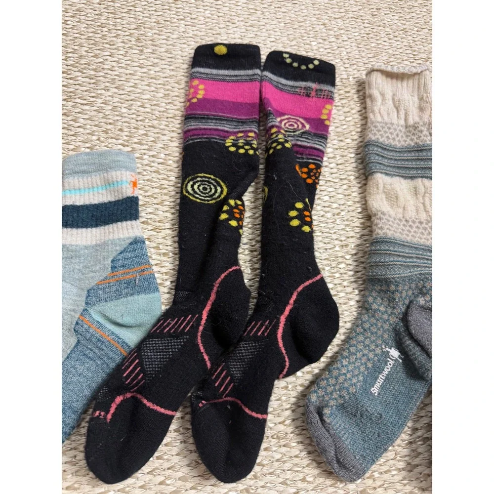 Smartwool Merino Wool Socks Bundle Women PhD Ski Hiking Crew Tall 3 Pairs Medium